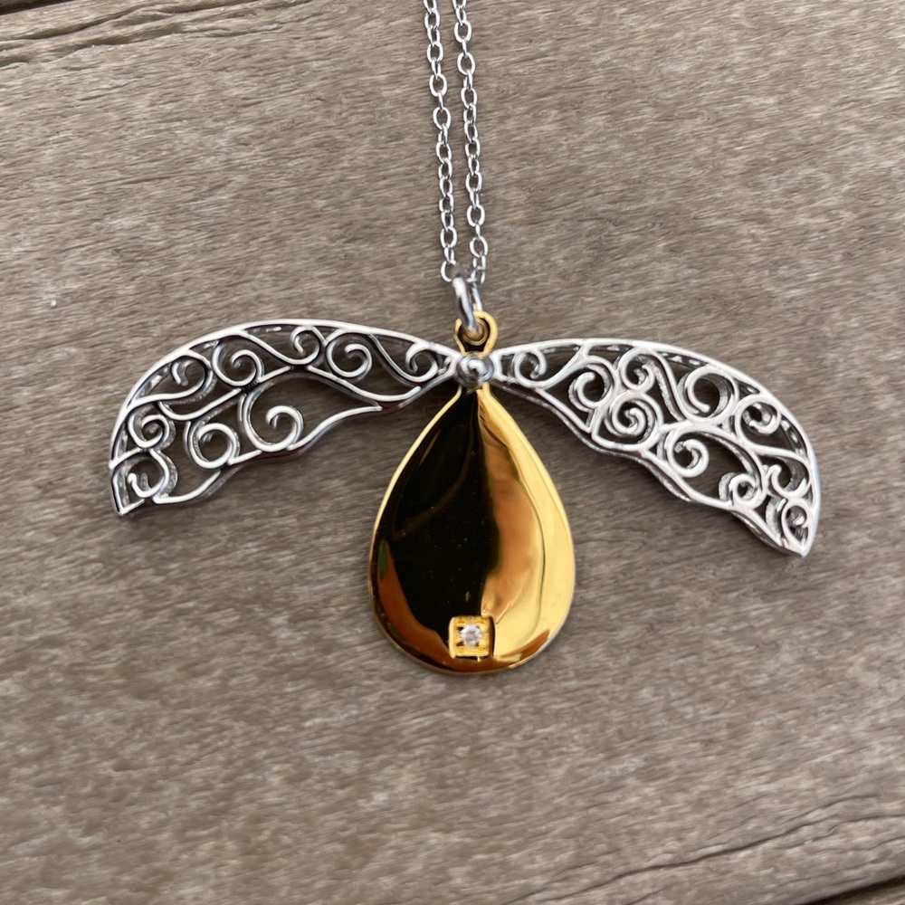 0.01 ct. Diamond Sterling Silver hidden teardrop pendant necklace